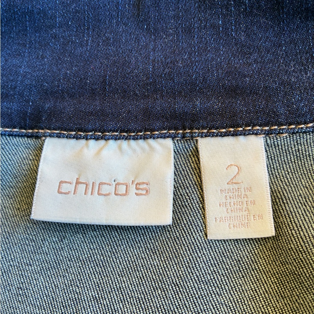 Chico's Navy Embellished Denim Jacket - Picture 7 of 10